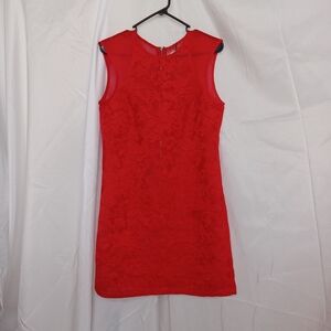 Lumièr By Bariano Red Lace Mesh Bodycon Full Zip Dress Womens Size Medium NWT